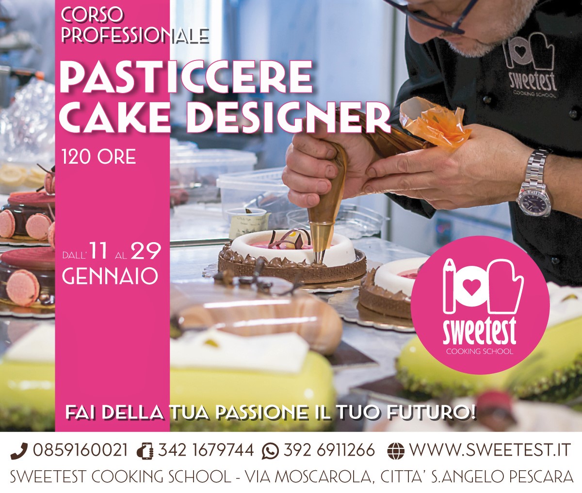 Corsi di pasticceria e cake design Sweetest – Corso professionale di  Pasticceria e Cake Design 120 ORE – dall'11 al 29 gennaio 2021