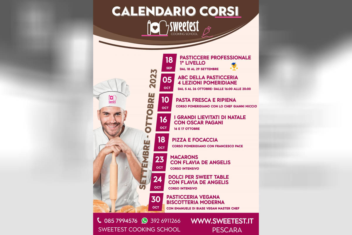 La formazione non va in vacanza: ecco il nuovo calendario corsi di cucina e pasticceria per l’autunno/inverno 2023/’24